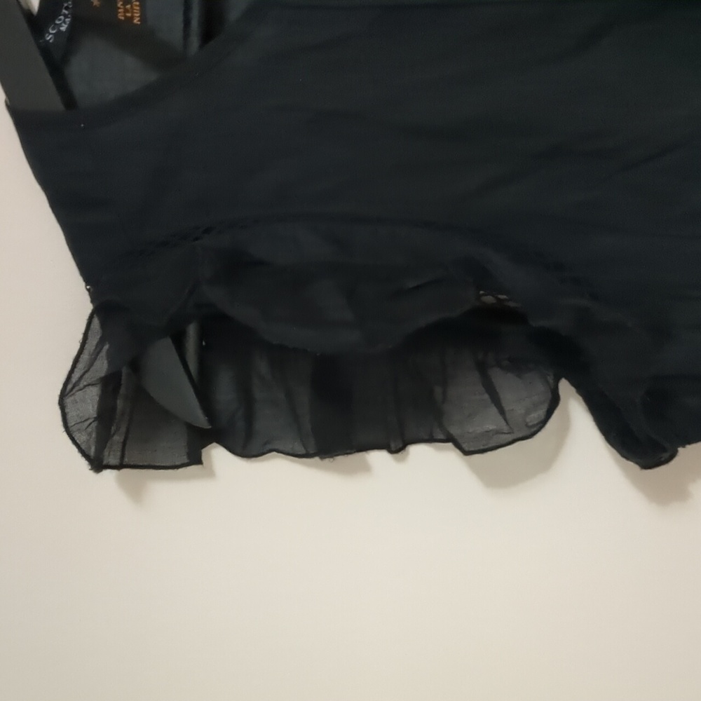 Scotch & Soda Black Ruffle Sleeve Peplum Blouse - Picture 6 of 6